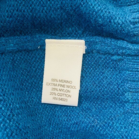 Banana Republic Teal Merino Wool Blend Crewneck Pullover Soft Knit Sweater Sz M - Picture 4 of 10